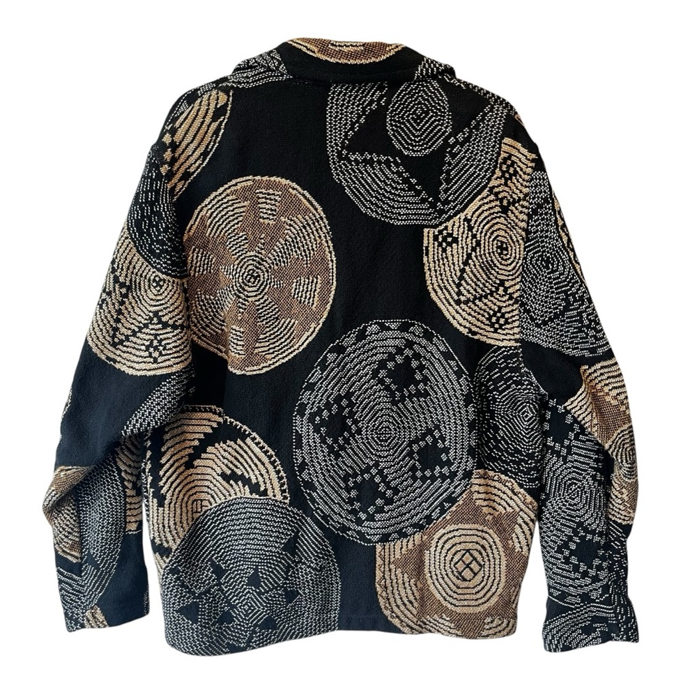 Paco Soler Vintage jacket S M Beige Black 100% Cotton Womens Heavy knit - Picture 2 of 8